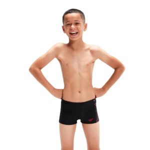 SPEEDO BOYS PLASTISOL PLACEMENT AQUASHORT BLACK/RED NEGRO
