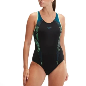 SPEEDO PLACEMENT PT LANEBACK AF BLACK/GREEN NEGRO