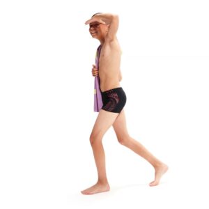 SPEEDO Boys Plastisol Placement Aquashort BLACK/RED